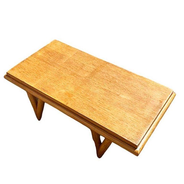 1950s Bespoke Mid-Century Stepped Oak Coffee Table W/ Knife Legs by Manheim House For Sale - Image 9 of 11