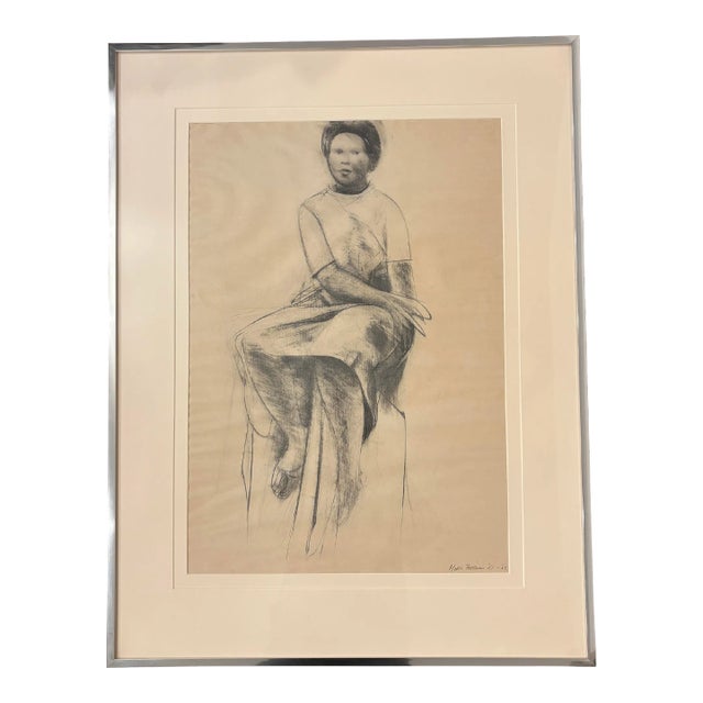 Mario Fallani “Study of Seated Woman” Pencil Drawing For Sale