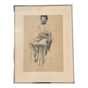 Mario Fallani “Study of Seated Woman” Pencil Drawing