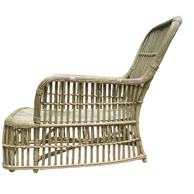 Art Deco 1930s Art Deco Painted Wicker / Reed Chaise For Sale - Image 3 of 5
