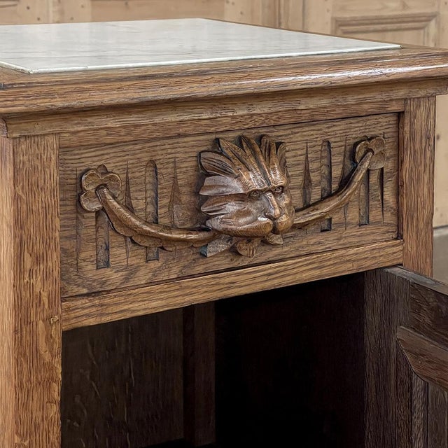 Rustic Antique Neoclassical Marble Top Nightstand ~ Pedestal For Sale - Image 10 of 18