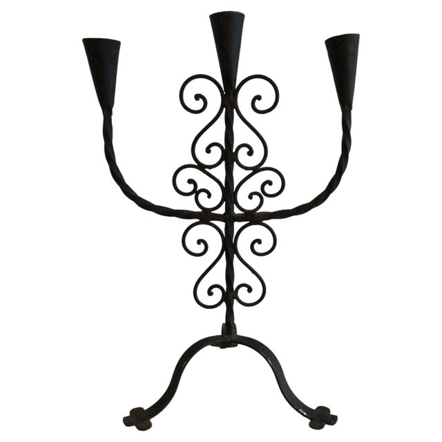 1950 Hand Wrought Iron Candle Holder For Sale - Image 10 of 10