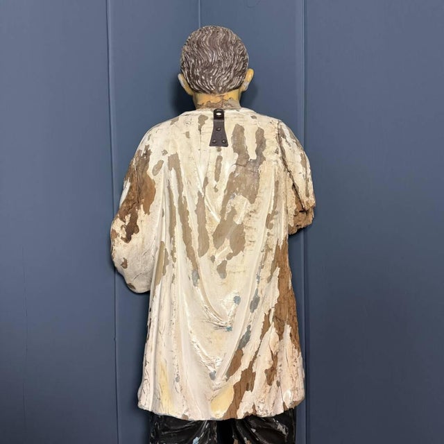 Weathered Wooden Statue of a Young Man For Sale - Image 17 of 18