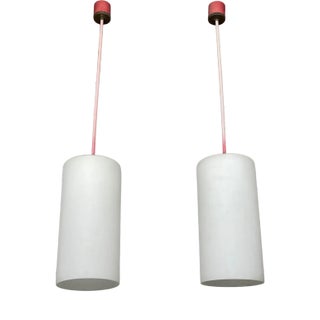 Mid-Century Italian Opalin Glass Pendant Lamp, 1960s, Set of 2 For Sale