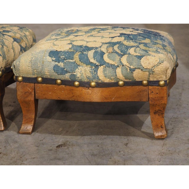 Pair of 19th Century French Louis Philippe Fruitwood and Tapestry Foot Stools For Sale - Image 12 of 15