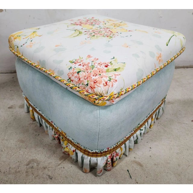 Shabby Chic Ottoman Designer Cottage Pouf For Sale - Image 9 of 12