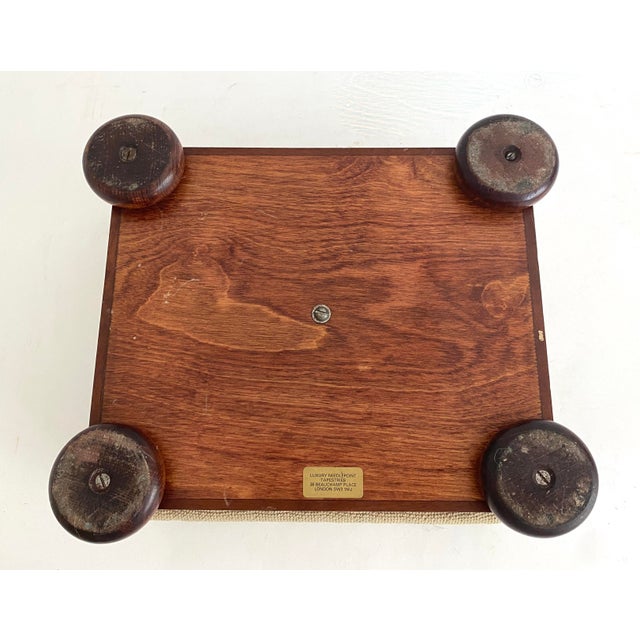 English Needlepoint and Mahogany Foot Stool For Sale - Image 9 of 9