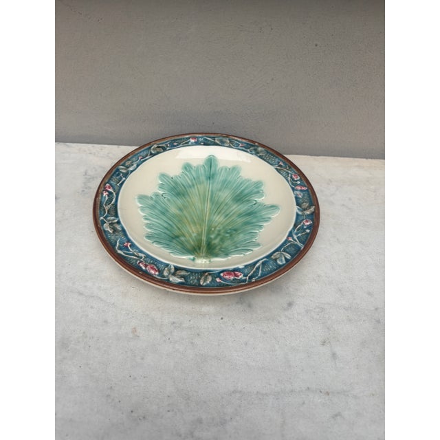 Rare 19th Century French Majolica Leaf Plate Longchamp.