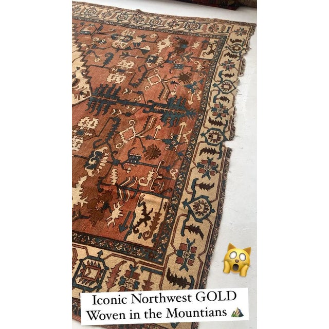 Persian Antique Bakshayesh Artistic TRIBAL Amber hues True Gem Rug 9.6 x 13.7 For Sale - Image 3 of 12