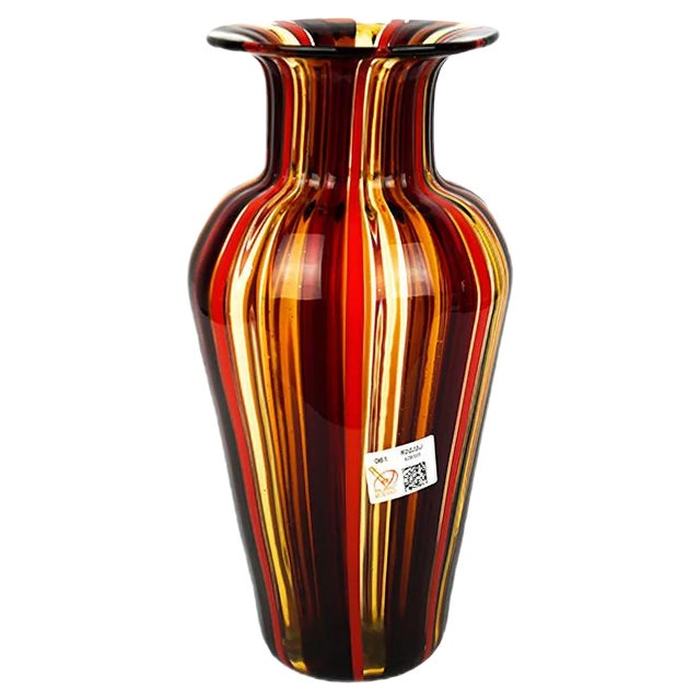 Red & Amber Blown Murano Glass Vase by Urban for Made Murano Glass, 2019 For Sale