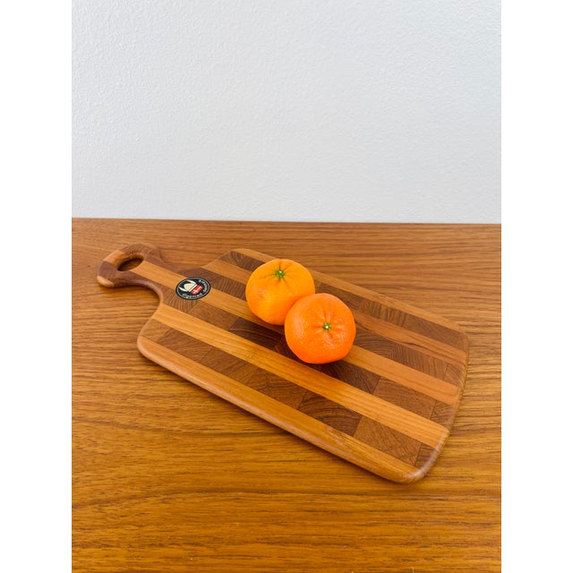 Vintage 1960s Staved Teak Wood Cutting Board danish modern style made of staved teak wood made by digsmed great unused...