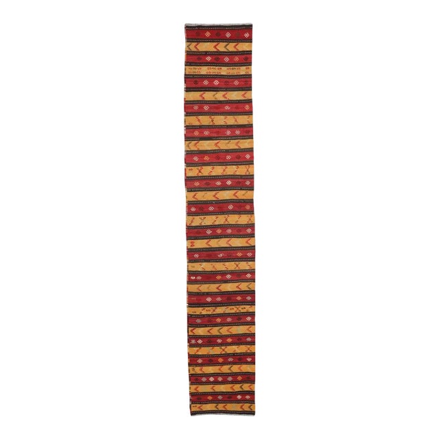 Mid 20th Century Vintage Striped Turkish Kilim Runner For Sale