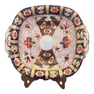 Antique Davenport Longport Staffordshire “Imari” Porcelain Square Cake Plate, 19th Century For Sale