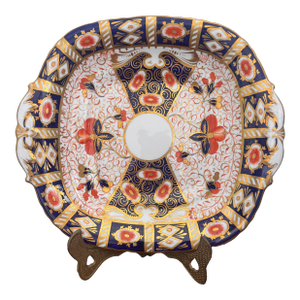 Antique Davenport Longport Staffordshire “Imari” Porcelain Square Cake Plate, 19th Century