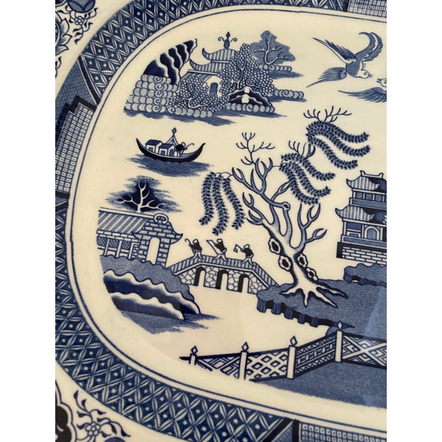 Vintage Albert Kessler & Company porcelain, Japanese hand painted blue & white large serving platter. This platter is...