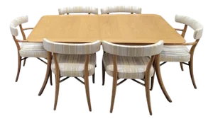 MCM t.h. Robsjohn-Gibbings for Widdicomb Klismos Style Extension Dining Table With Chairs