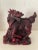 Vintage 1990s Red Cinnabar Chinese Food Dogs a Pair For Sale - Image 11 of 12