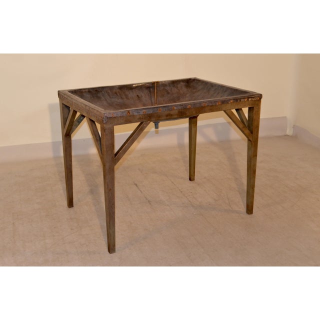 Wood 19th C English Dairy Table With Zinc Trough and Original Plug For Sale - Image 7 of 7