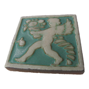 Grueby Pottery Decorative "Angel" Tile 6" X 6" Circa 1905