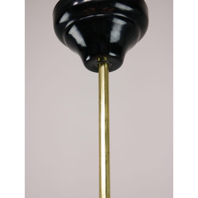 Mid-Century Modern Italian Brass and Opaline Chandelier For Sale - Image 16 of 17