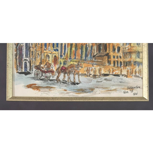 Stephansdom, Vienna, 2008. Watercolor and ink on paper depicting Vienna’s iconic St. Stephen’s Cathedral, with its Gothic...