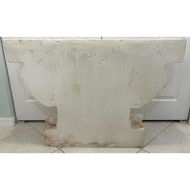 Sculpture Materials Vintage Neoclassical Style Double Rams Head Console Table For Sale - Image 7 of 16