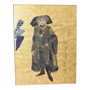 Vintage 1940s Original the Lady's Not for Burning Play Costume Sketch Watercolor