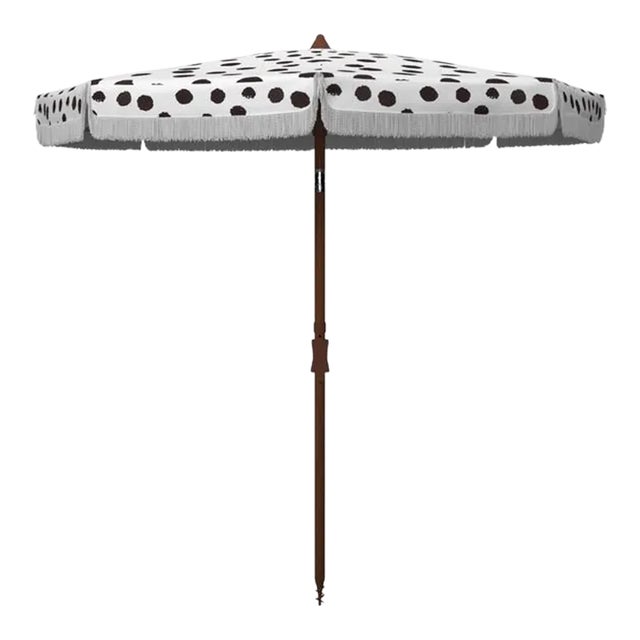 Outdoor Sydney 6.5 ft Umbrella - White/Black Polka Dot For Sale