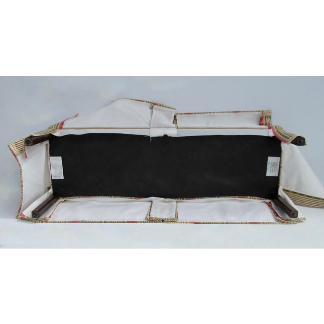 Vintage Charles Stewart Furniture Company Button-Tufted Long Bench With Pierre Frey Textile For Sale - Image 18 of 18
