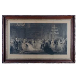 Mid 19th Century Antique Queen Victoria Drawing Room at St. James's Palace Engraving Print
