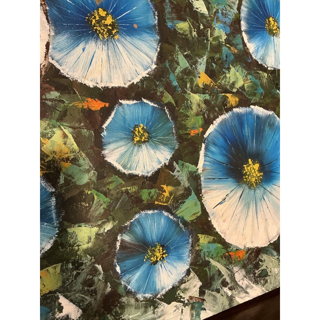 Large Vintage Hand-Painted Textured Flowers Canvas Wall Art Framed For Sale In Greenville, SC - Image 6 of 10