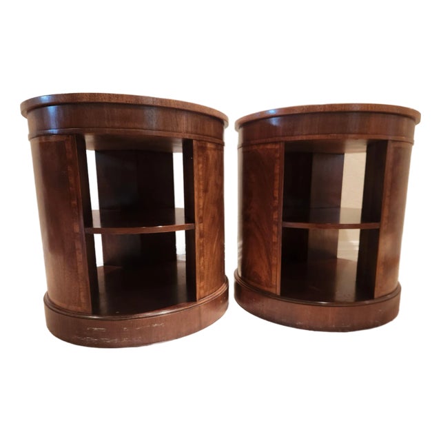 Set of Round Baker Mahogany Book Tables For Sale