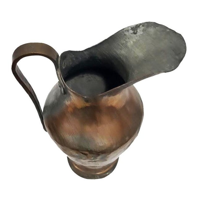 An authentic, late 19th-century antique Middle Eastern or Ottoman-style utilitarian water pitcher (ewer), expertly hand-...