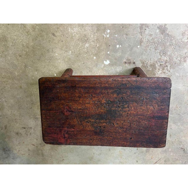 Chinoiserie Early 20th Century Antique Chinoiserie Style Wooden Footstool For Sale - Image 3 of 7