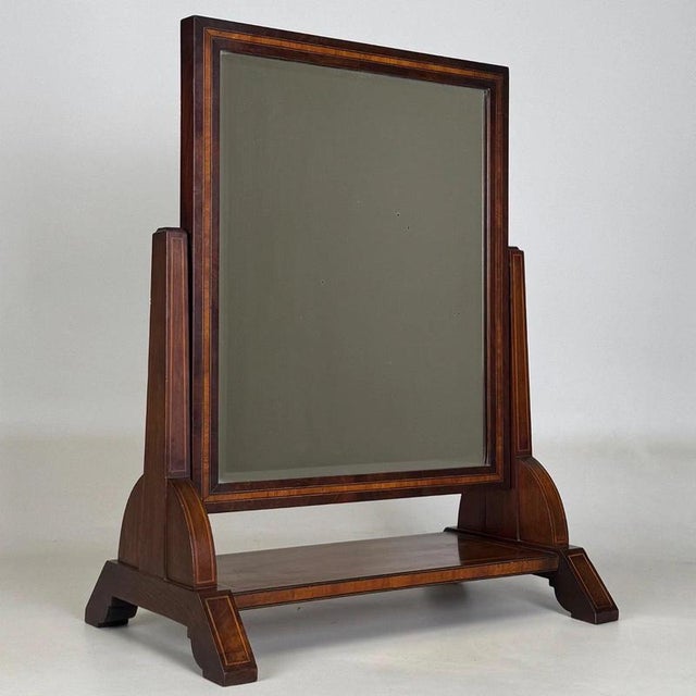 Antique English Inlaid Mahogany Dressing Mirror, 1890s For Sale - Image 3 of 14