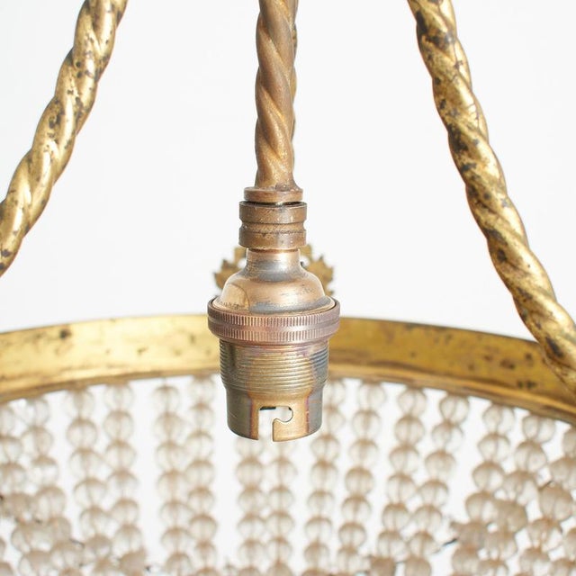 Antique French Crystal Beaded Basket Chandelier For Sale - Image 9 of 11