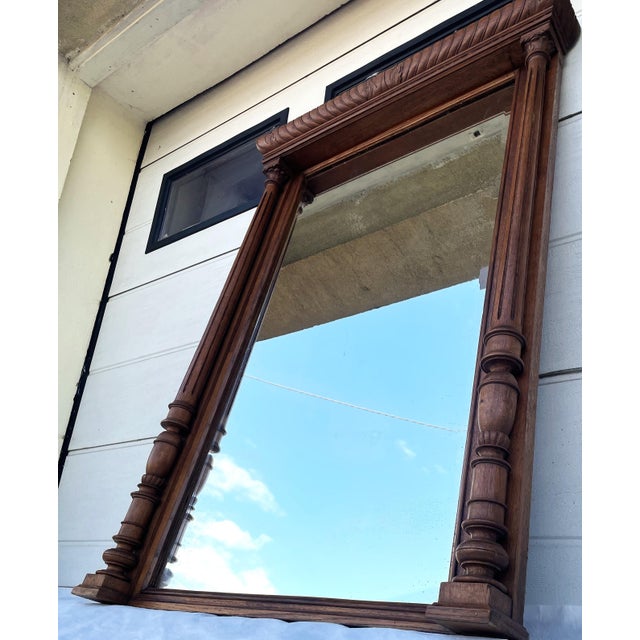 Antique Oak Mirror, 1923 For Sale - Image 11 of 17