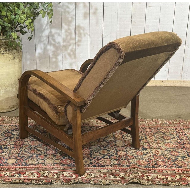 Brown English Bridge Chair in Beech, 1930s For Sale - Image 8 of 12