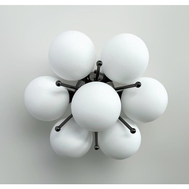 Fabio Ltd Sakura Polished Black Nickel Matte White Globe Flush Mount by Fabio Ltd For Sale - Image 4 of 9
