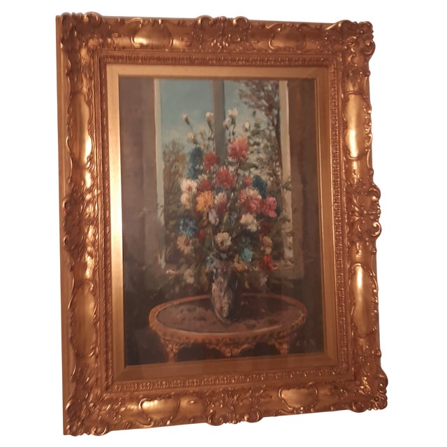 P. V. Lietti, Flowers, 1973, Oil on Canvas, Framed For Sale