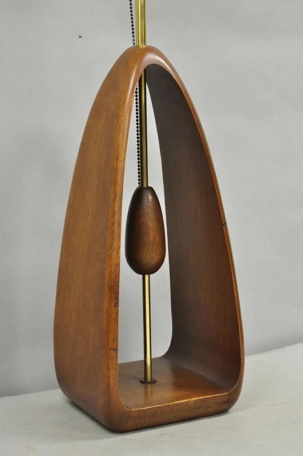 Vintage Modeline Mid Century Modern Sculpted Walnut Pull Chain