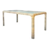 Vintage Rattan and Glass Dining Table For Sale