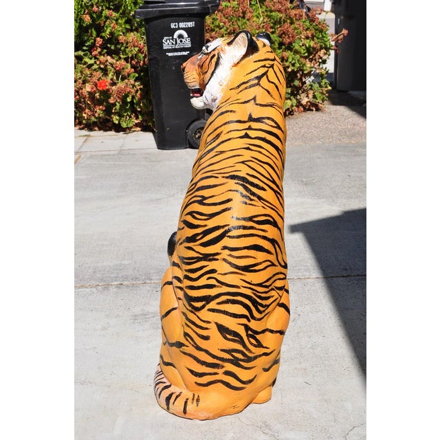 Large 37" Tall HandPainted Continental Terracotta Seated Tiger Garden