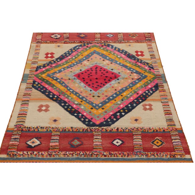 1950s Vintage Persian Gabbeh Rug, Vibrant Medallions in High-Low Pile - Rug & Kilim For Sale - Image 5 of 8