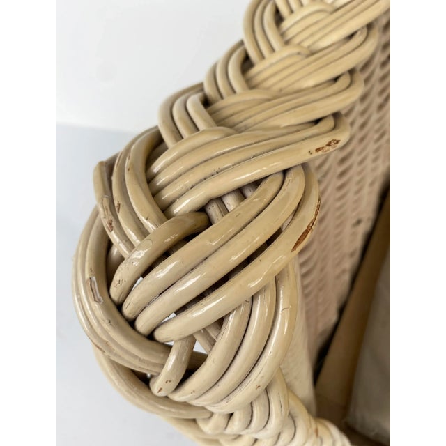 Henry Link Newly Upholstered Painted Coastal Rattan Sofa For Sale In Miami - Image 6 of 10