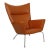 Hans J. Wegner Lounge chair model Wingchair, newly reupholstered with walnut aniline leather and mounted with new foam....