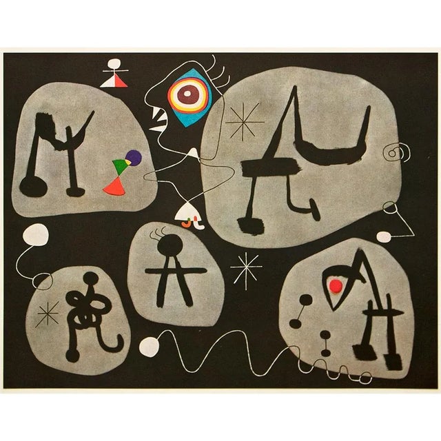 Paper 1940s After Joan Miró, "Woman Listening to Music" First Edition Swiss Offset Lithograph For Sale - Image 7 of 8