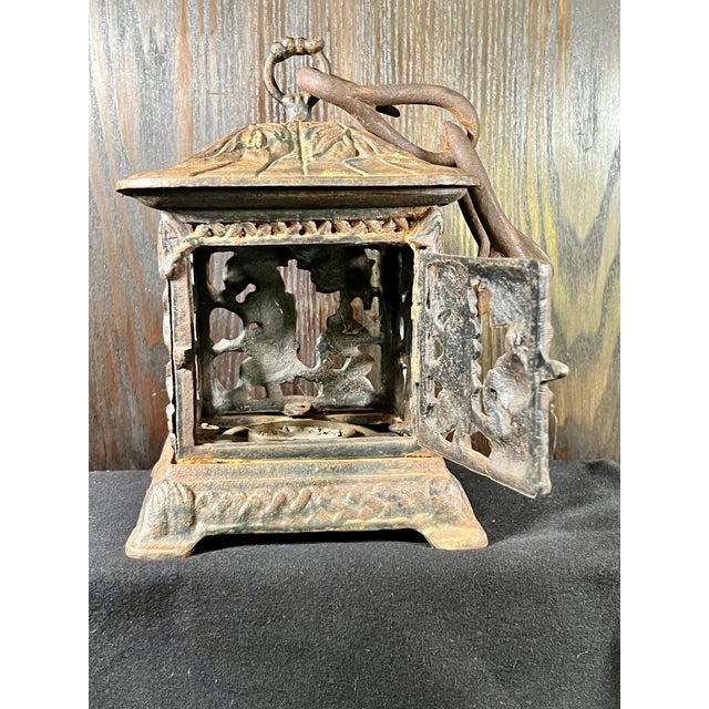 Traditional Vintage Cast Iron Japanese Style Outdoor Lantern For Sale - Image 3 of 7