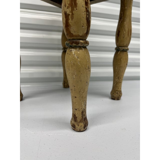 Paint 18th Century, French Paint Decorated & Tapestry Upholstered High Stool For Sale - Image 7 of 12