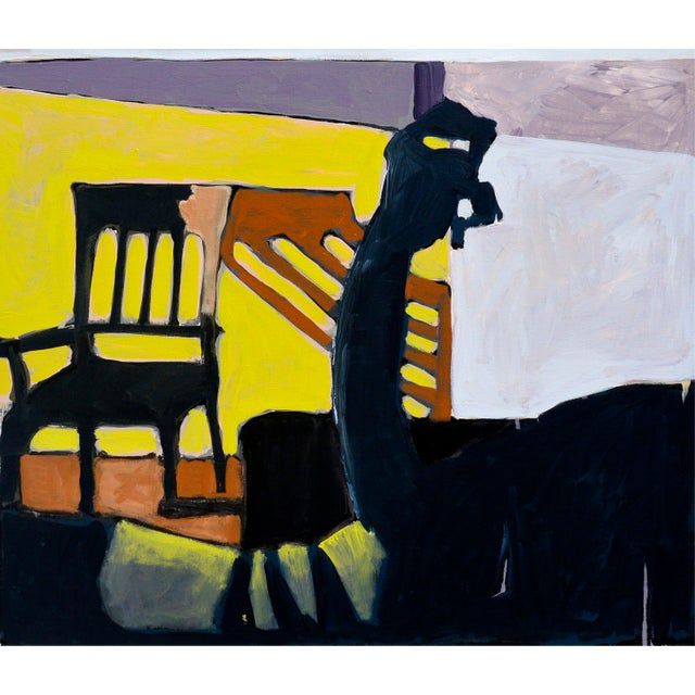 Abstract Contemporary Interior Perspective Abstract With Purple & Yellow by Michael William Eggleston For Sale - Image 3 of 4